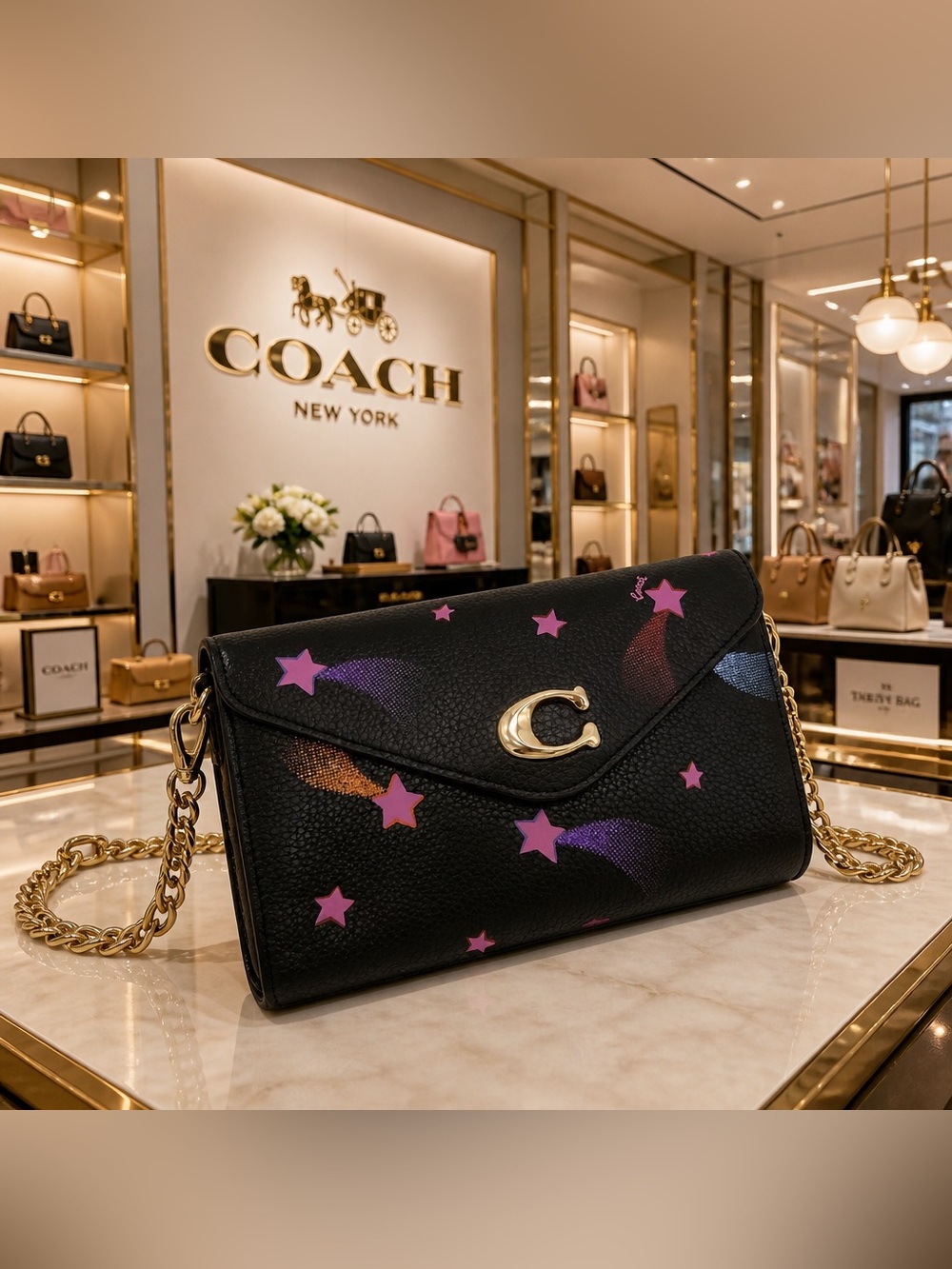 πNEW Coach Tammie Clutch Crossbody With Disco Star Print Convertible Bagπ - Picture 9 of 12